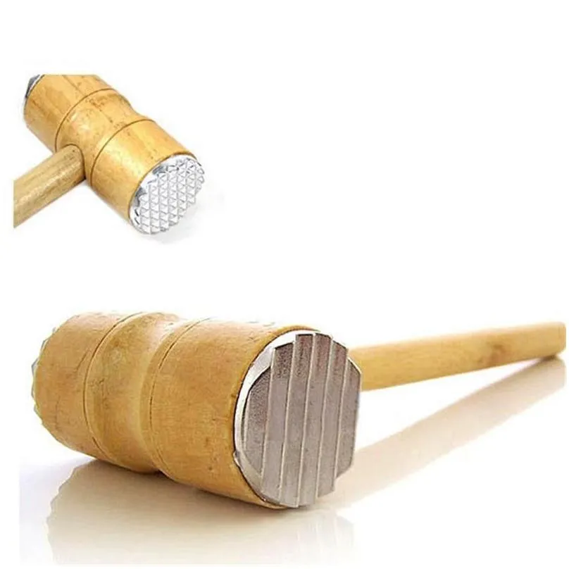 poultry tools meats tenderizer knuckle pounders double sided wooden handle meat hammer kitchen articles high quality 3 58bd c r