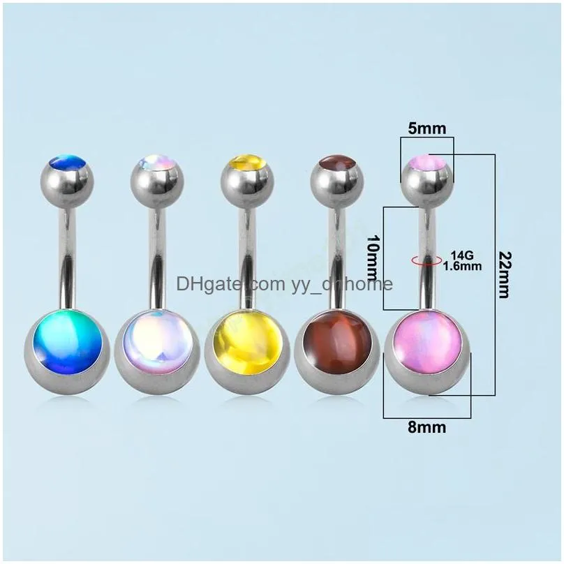 reflective discolor belly button ring dangling navel piercing bar ombligo party stud barbell for woman sexy body jewelry