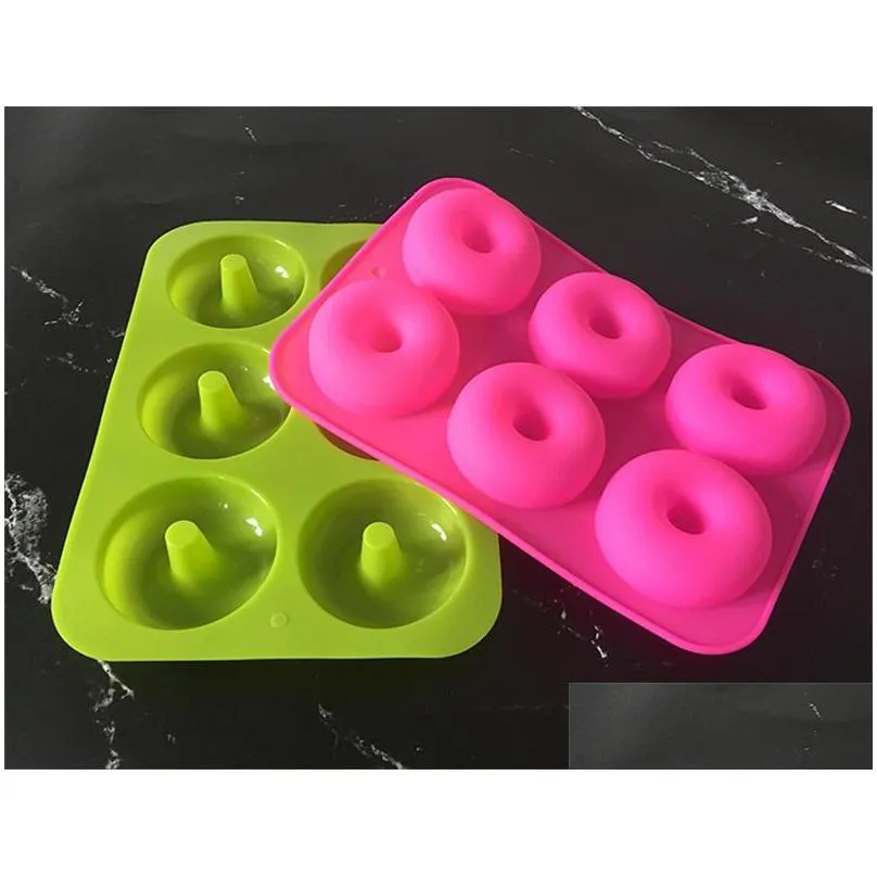 6 donut multi colour mold epoxy resin silicone circular baking cake biscuit waffle chocolate mould ice jelly 3 9yf l2