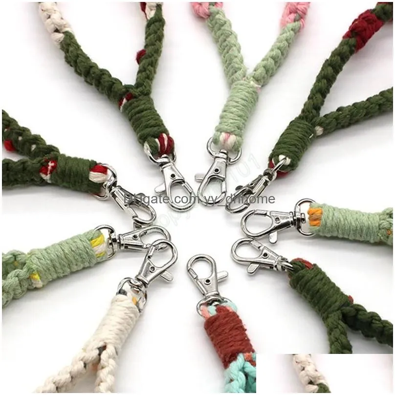 cute rainbow flower shape key chain tassel bag hanging ornaments cotton thread handmade woven colorful key ring jewelry gifts