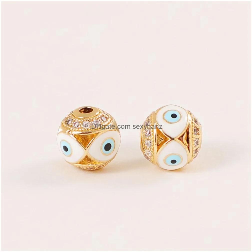 charms copper gold plated evil eye beads jewelry accessory zircon enamel blue eyes pendant bead