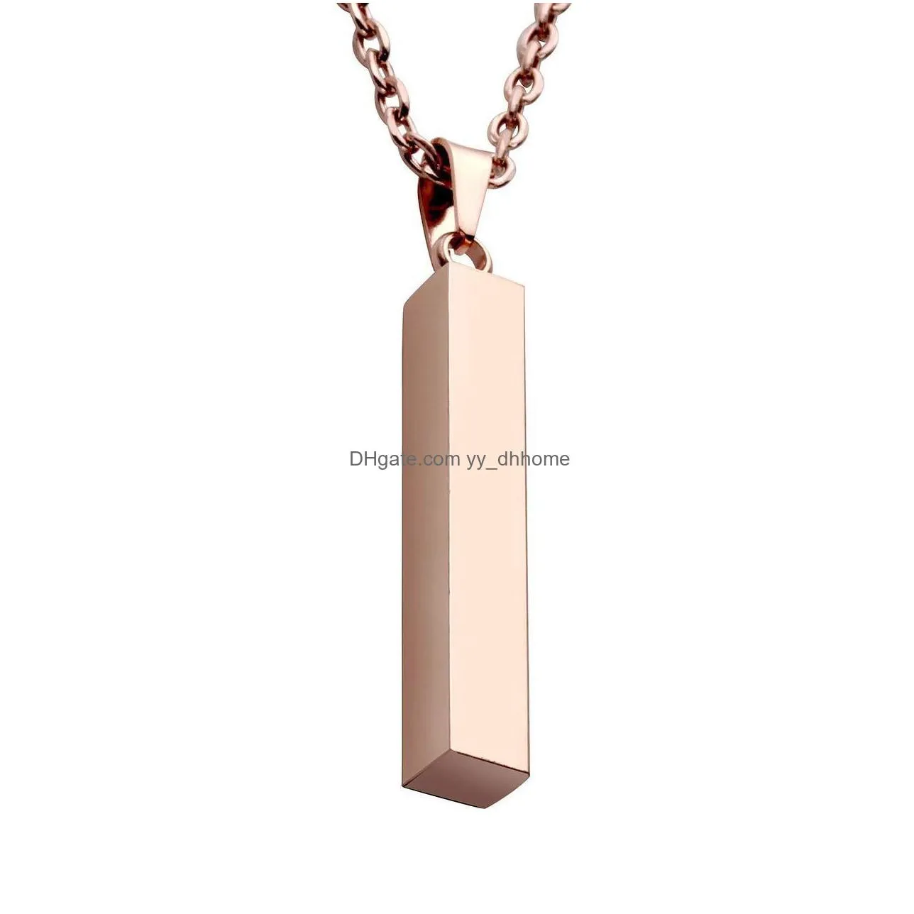 stainless steel bar pendant charm statement pendants necklace hip hop gold rose gold silver solid blank bar charm pendant jewelry