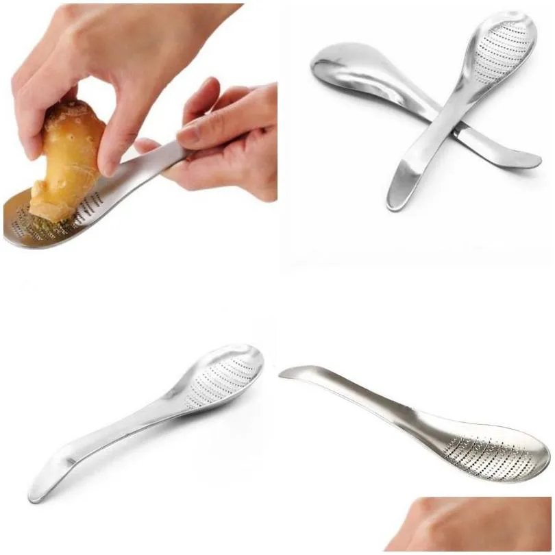 kitchen tool grinding spoon stainless steel ginger wasabi garlic cheese abraders cooking accessories grinders portable 4 8ym