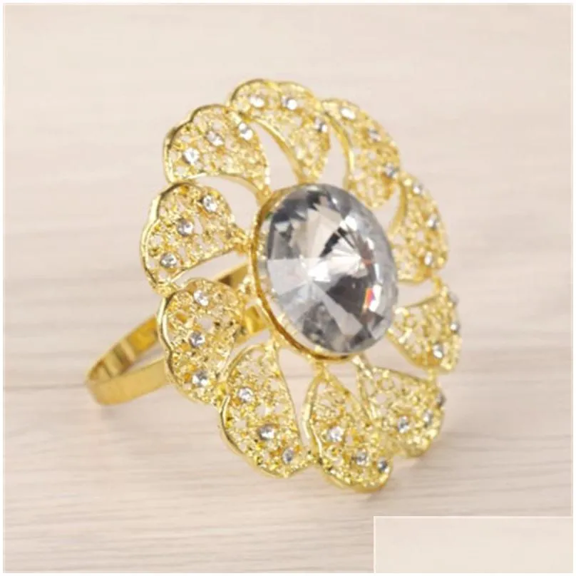 multi styles rhinestone napkin buckle table decorations rings serviette holder circle wedding hotel gem stone ring 36 g2