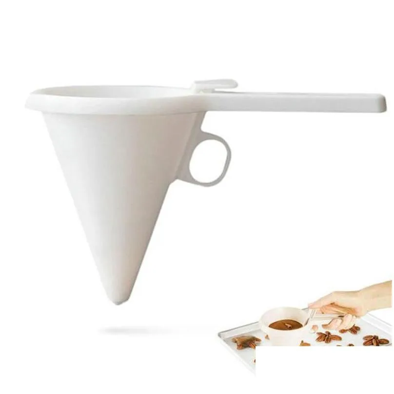 cream icing chocolates liquid separator white hand held kitchen practical gadget funnel cake baking tool 1 8jb j2