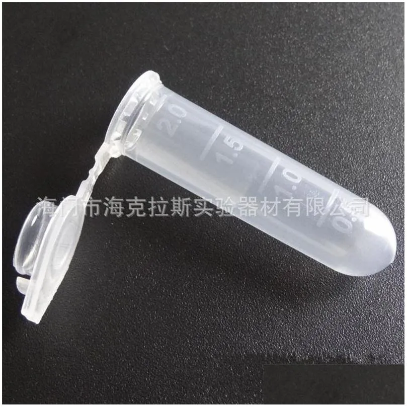 wholesale school supplies 100pcs graduation 2ml centrifuge tube volume plastic bottles with cap transparent container can legislate vials 645