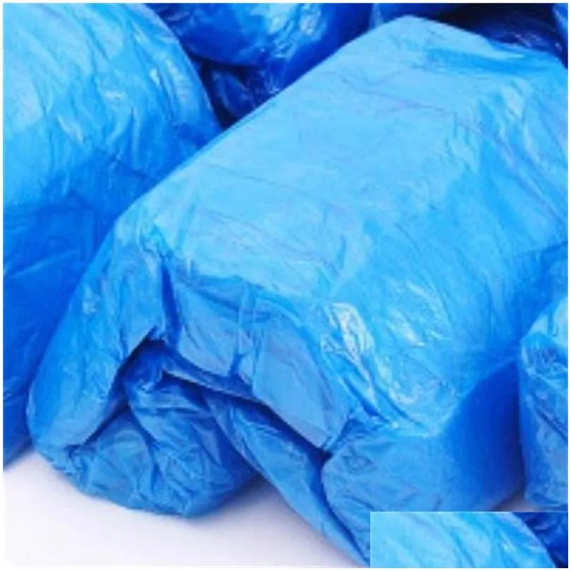 plastic waterproof disposable shoe covers rain day carpet floor protector blue cleaning shoe cover overshoes for home 10 m2