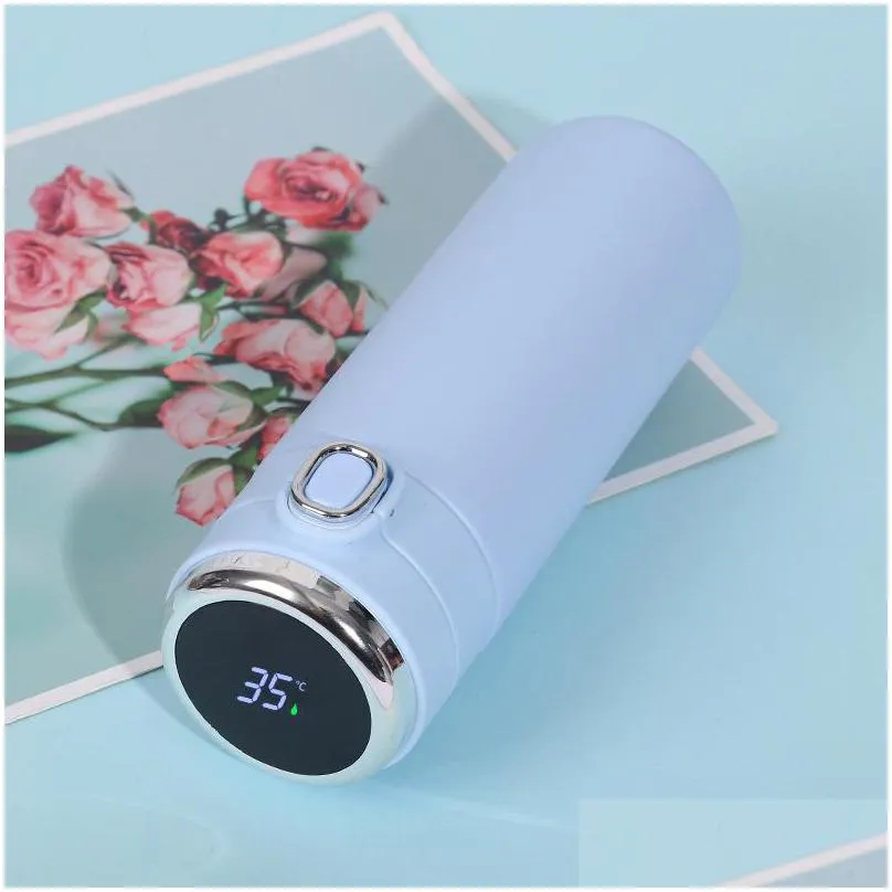 420ml smart thermos stainless steel water bottle led digital temperature display coffee thermal mugs intelligent insulation cups 1435