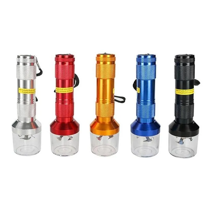 flashlight shaped grinders cigarette mill aluminium alloy electric grinder multicolor smoking set parts new arrival 7 5bx j2