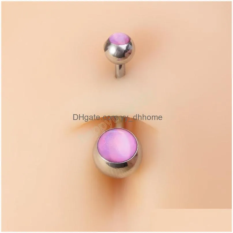 reflective discolor belly button ring dangling navel piercing bar ombligo party stud barbell for woman sexy body jewelry
