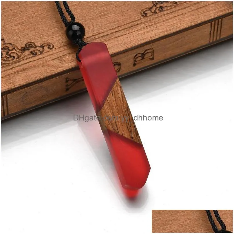 vintage menwoman s fashionable wood resin necklace pendant woven rope chain selling jewelry gifts