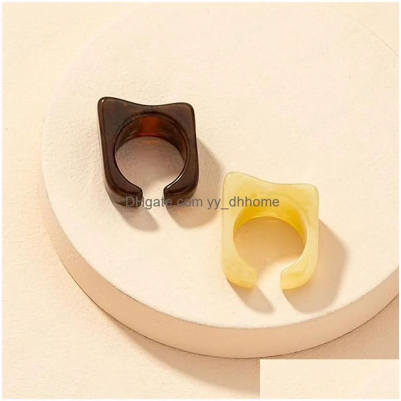 colourful transparent resin acrylic geometric square round rings for women jewelry travel gifts