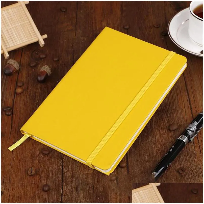 a6 7 colors creative hardcover notebook pu faux leather simple journal notepad portable life travel manual 388 n2