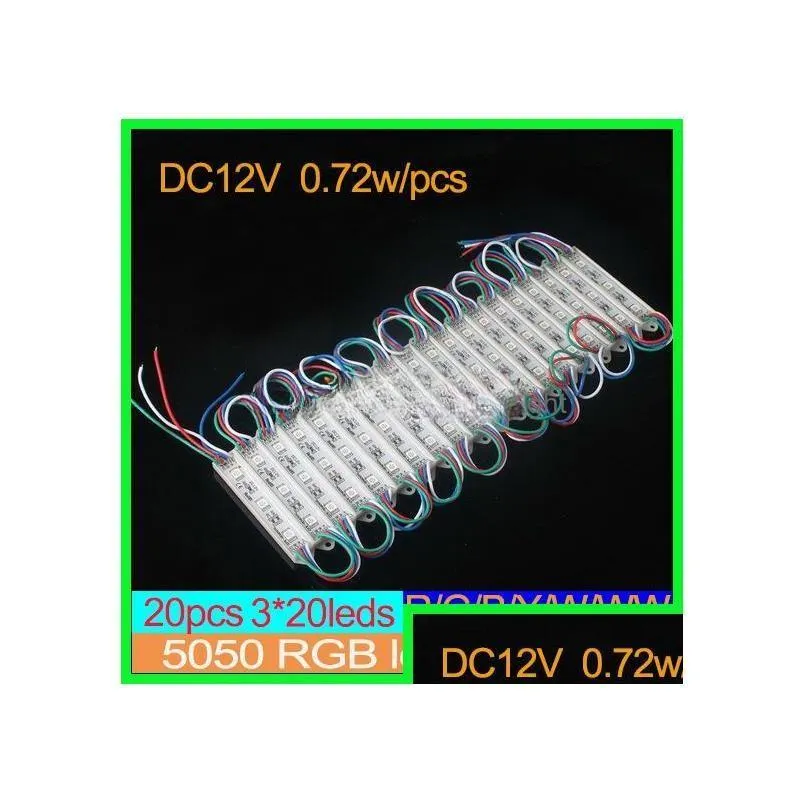 3 leds super brightness led module light white red green blue yellow dc 12v waterproof ip65 5054 5050 smd led sign light