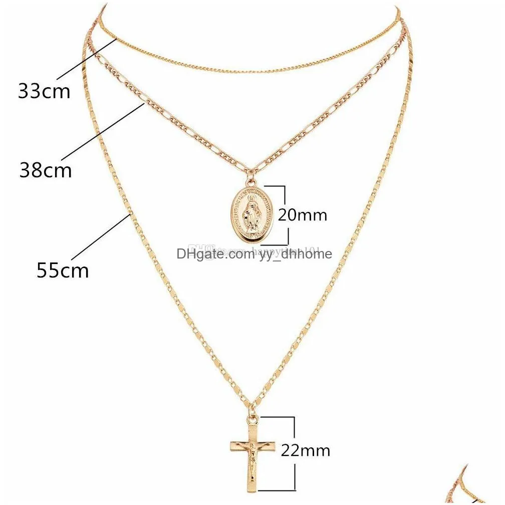 notre dame charm necklaces multilayer cross pendant necklace female personality necklace jewelry for women