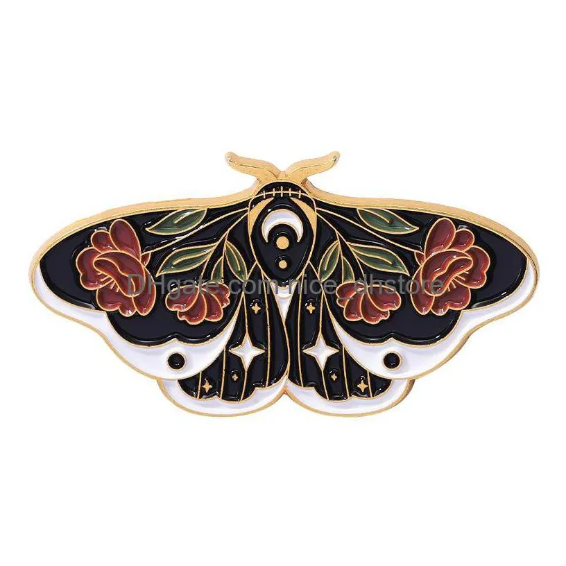retro butterfly moth enamel pin custom lepidoptera romantic rose ginkgo leaf brooches lapel cartoon insecta badges jewelry gifts