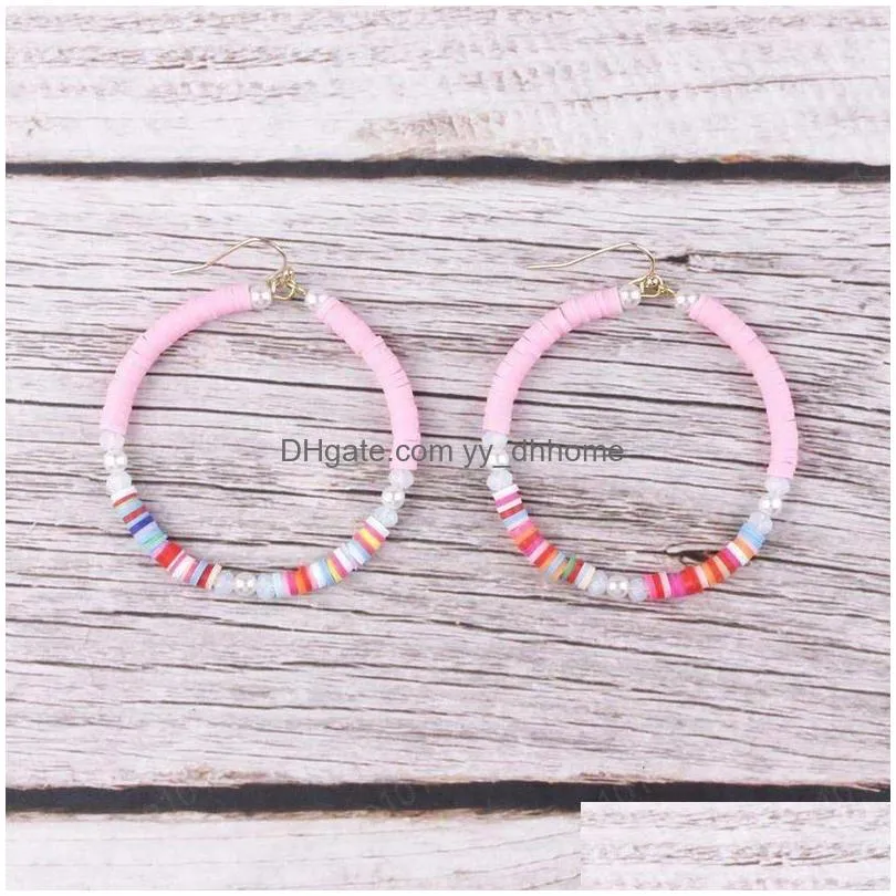 3mm multi beads hoop earrings recyclable rainbow colorful polymer clay beads hoop earrings mixcolor pearls hoop earrings