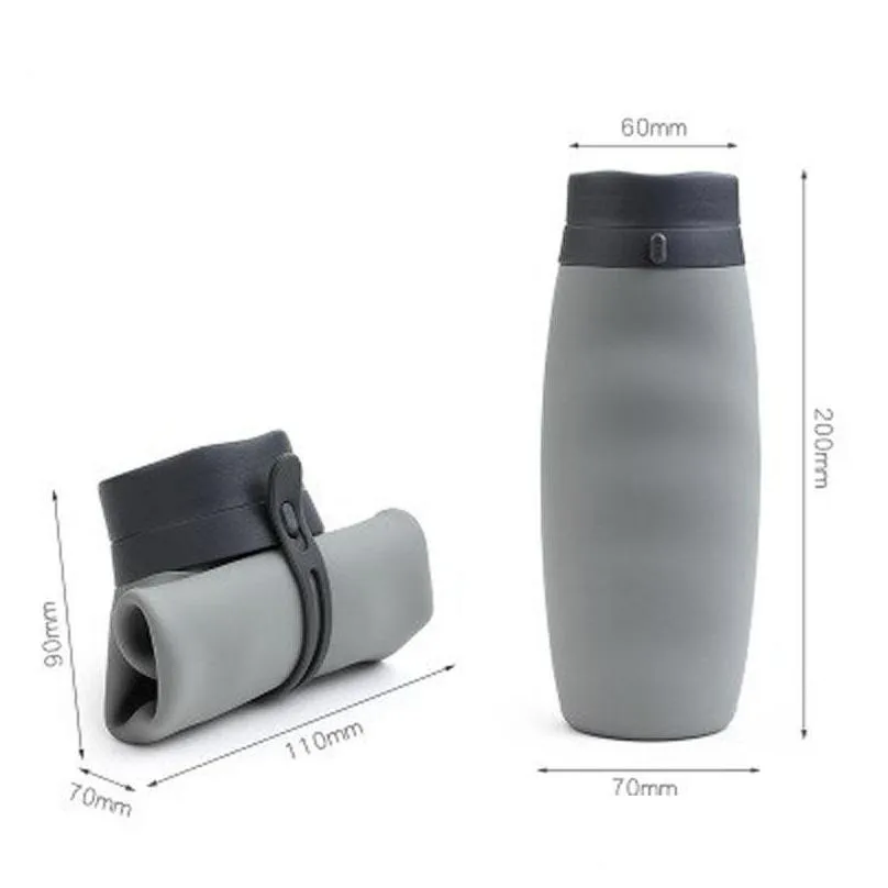 600ml curly folding sport water bottles silicone portable siliconed telescopic drinking collapsible multifunction foldable bottle