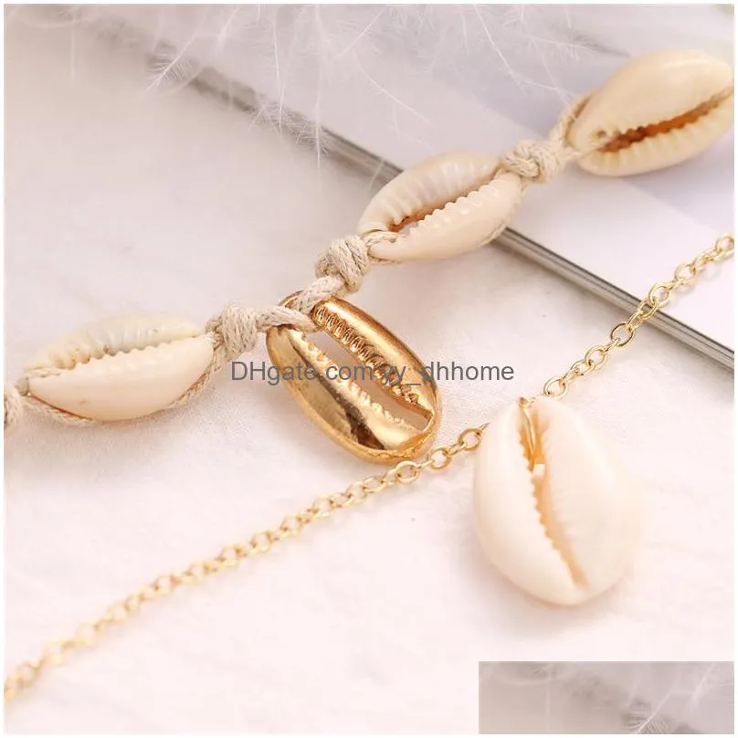 boho double layer pendant shell necklace for women natural shell choker chain necklace collar female summer beach jewelry