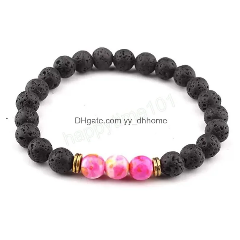 8mm natural energy lava stone strands bracelets handmade beaded for lady women charm yoga fashion jewelry