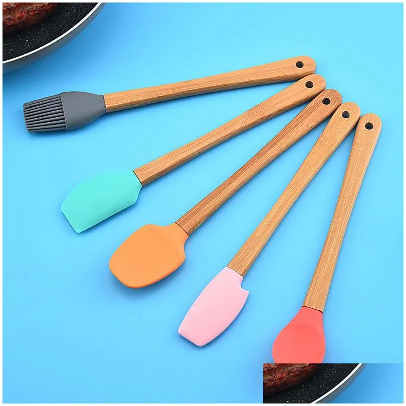 baking pastry tools mini silicone spatula scraper basting brush spoon for cooking mixing nonstick cookware kitchen utensils bpa 915