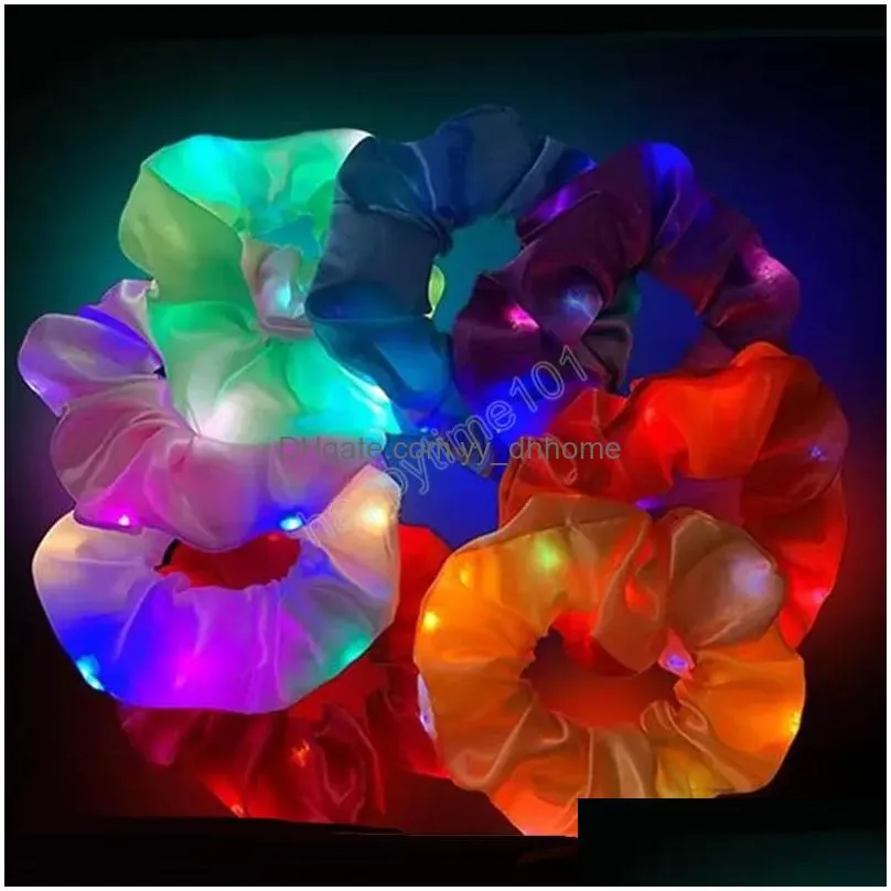 led luminous hair bands scrunchies women girls headwear hair rope simple wrist band rings rubber band hair accessories