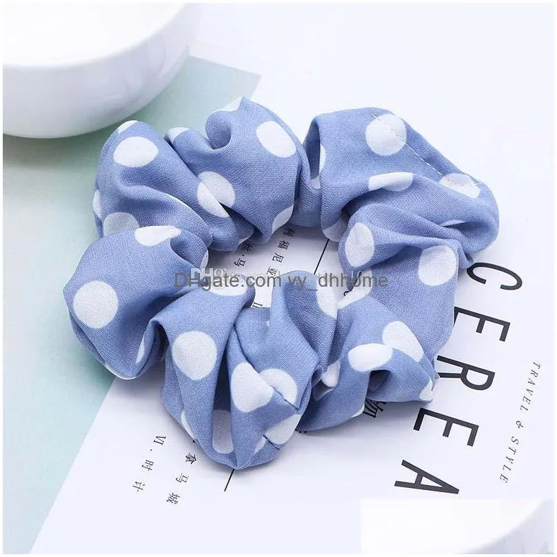 6 color women girls polka dots christmas red cloth elastic ring hair ties accessories ponytail holder hairbands rubber band scrunchies