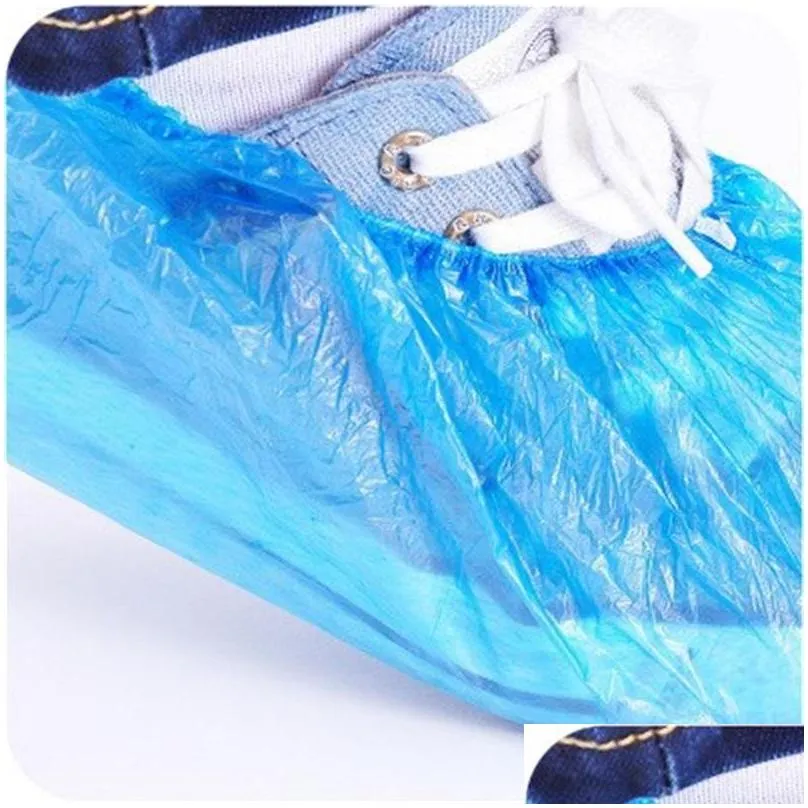 plastic waterproof disposable shoe covers rain day carpet floor protector blue cleaning shoe cover overshoes for home 10 m2