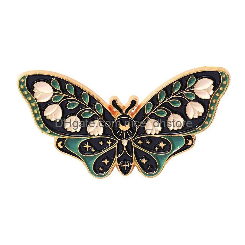 retro butterfly moth enamel pin custom lepidoptera romantic rose ginkgo leaf brooches lapel cartoon insecta badges jewelry gifts