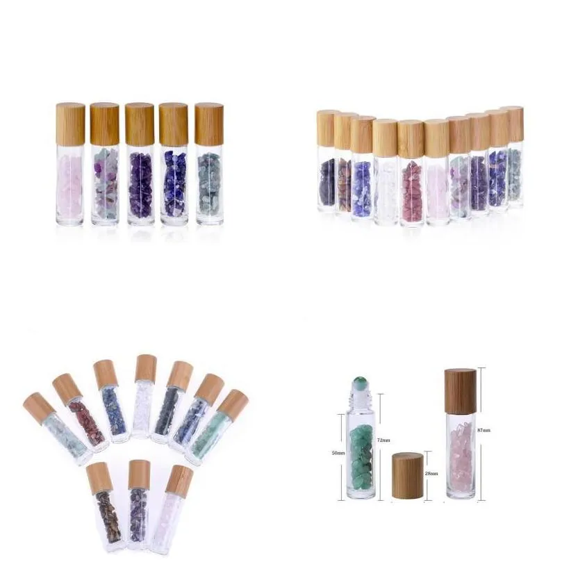 10 ml essential oil diffuser clear glass roll on perfume bottles natural crystal quartz stone grain roller ball bottles t9i00167 267