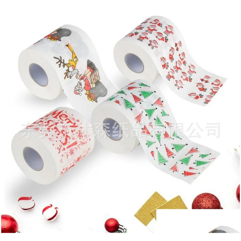 household wood pulp toilet paper safety christmas theme pattern napkins papers cartoon table decoration supplies new arrival 3ms bb