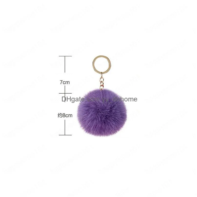 8cm cute girls fluffy fur ball pom pom keychain women rabbit ball pompon key chain bag car trinket jewelry wedding party gift