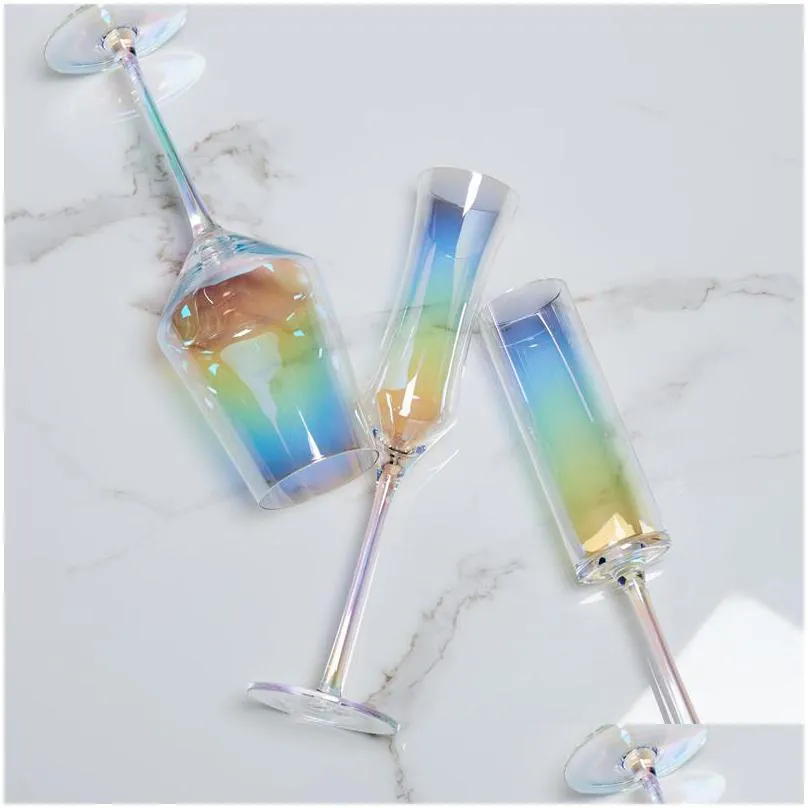 dream rainbow champagne cup wine glass crystal goblet home kitchen bar drinking colors mix fashion 23sk f1