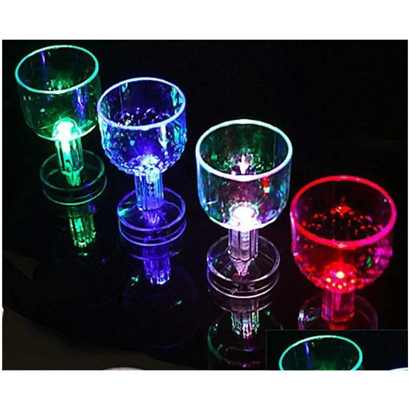 wine glasses plastic colorful transparent goblet led light cup party decoration bar supplies new arrive 1 4zp c