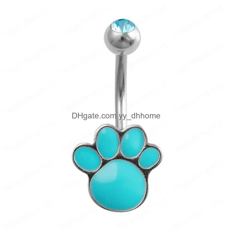 paw navel ring belly button rings belly piercing dangling ombligo party surgical steel sexy for woman body jewelry