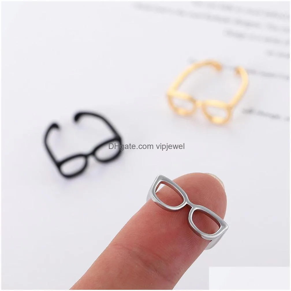 europe fashion jewelry fun mini glasses ring niche design opening index finger ring lovers rings