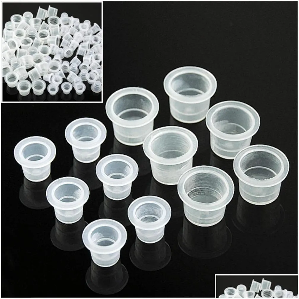 wholesale 200 pcs/lot tattoo ink caps plastic cups supplies medium/small 16mm/12mm 100pcs small size add medium shipp1