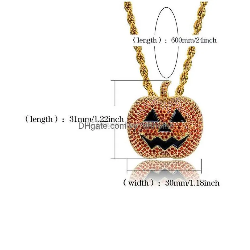 halloween mask pendant necklace men bling cubic zirconia hiphop jewelry ice out gold necklaces 