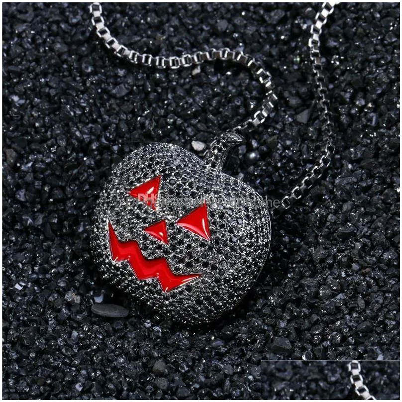 halloween mask pendant necklace men bling cubic zirconia hiphop jewelry ice out gold necklaces 