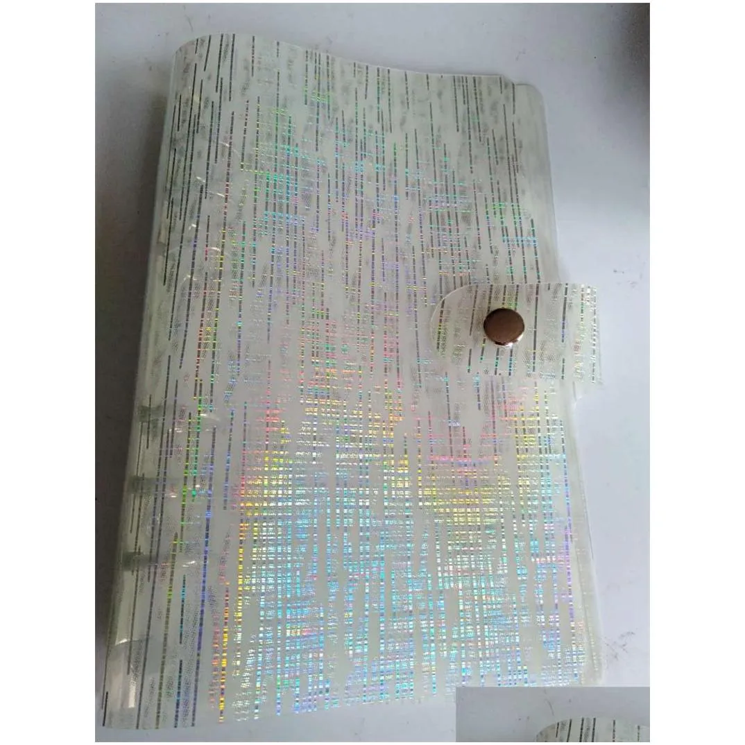 a6 binder cover refillable notepads shell rainbow laser transparent notebook diary notebooks planner school 19 l2