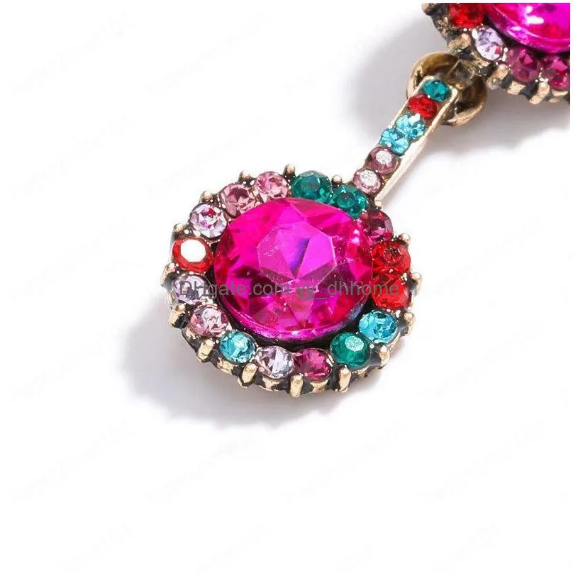 multilayer round rhinestone diamond long earring personalized dangle earrings fashionable girl temperament earring
