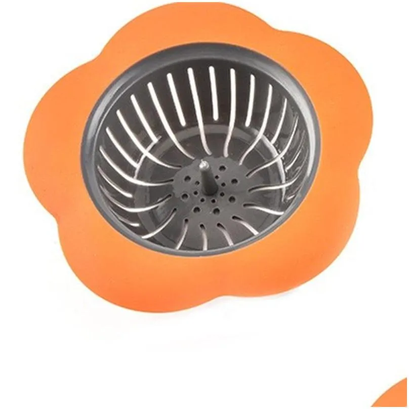 kitchen sink strainers flower shaped color mix home filter bathroom floor drain yellow blue orange color factory direct 1 4zs e1