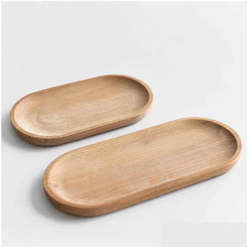 solid mini oval wood tray plates 18cm small wooden plate childrens whole fruit dessert dinner tableware db 25 g2