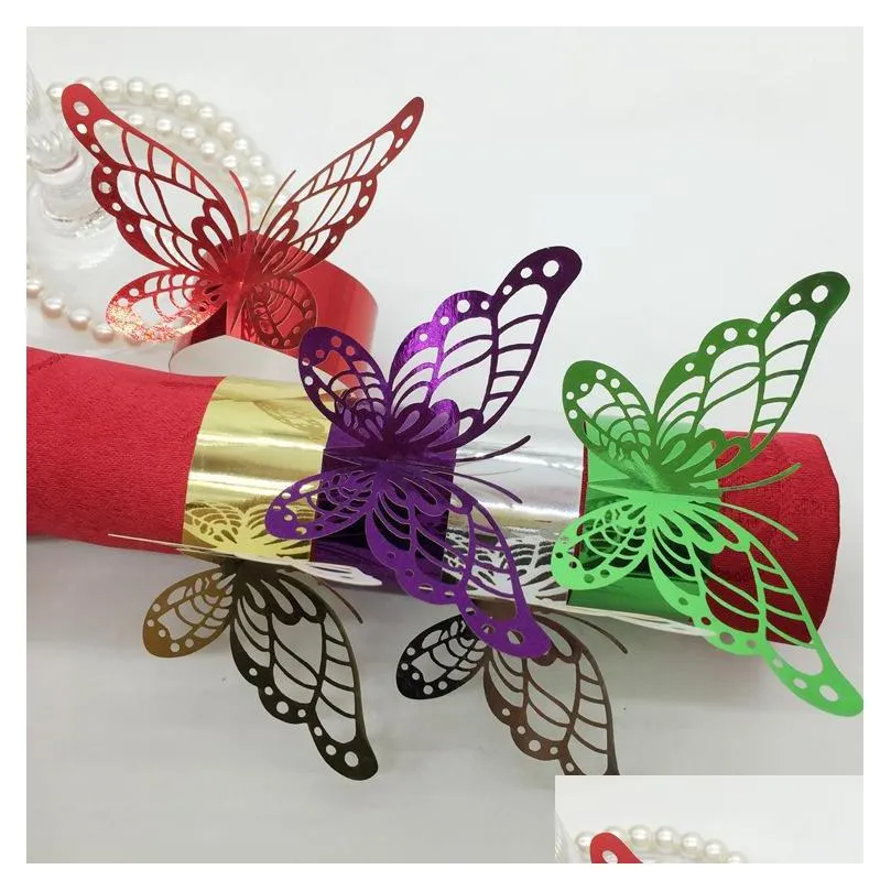 five colors napkin holder hollow out design butterfly napkins rings for wedding bridal shower favor decor 0 35rs b