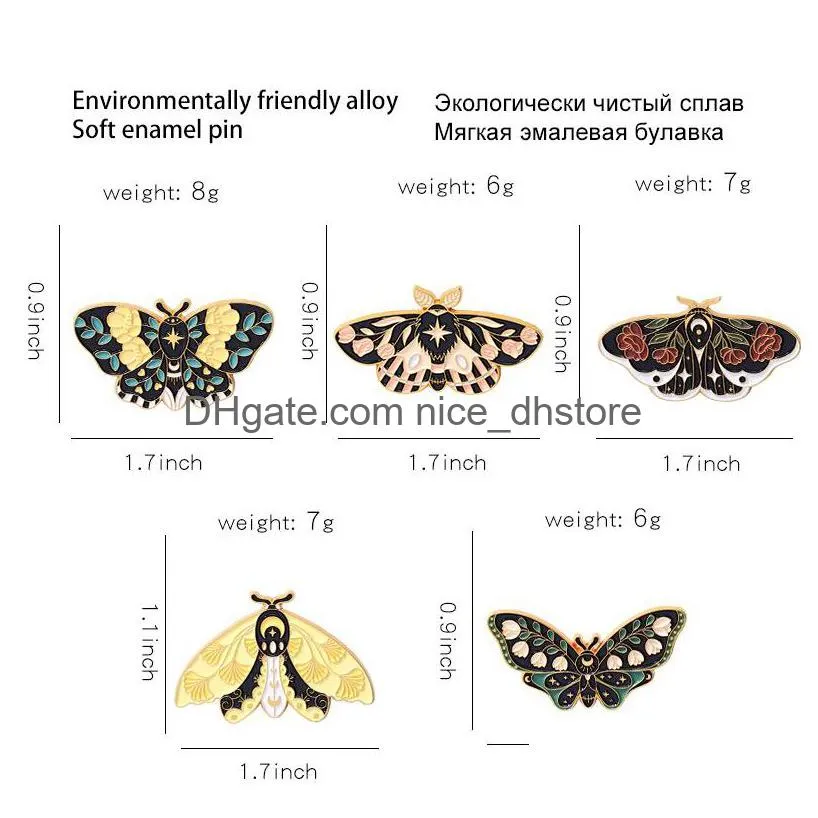 retro butterfly moth enamel pin custom lepidoptera romantic rose ginkgo leaf brooches lapel cartoon insecta badges jewelry gifts