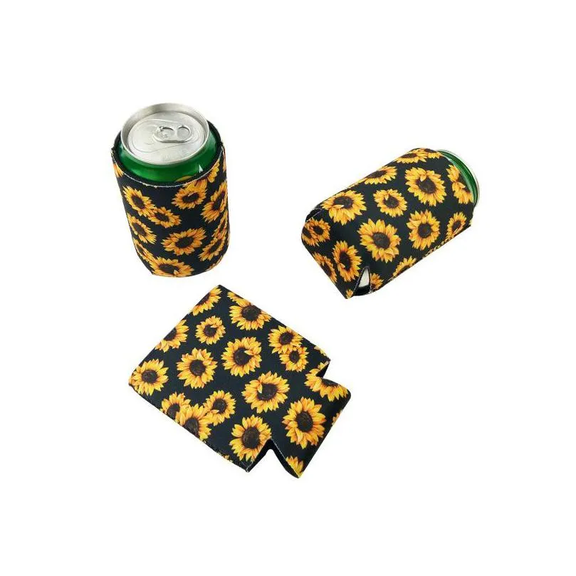 sunflower cup cover coca mug sleeve diving material cooler sets ring pull can black yellow comfort 1 8nya c1