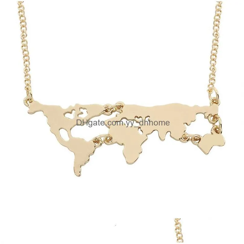 fashion globe world map pendant necklace hollow irregular geometric metal necklace teacher student graduation gift earth jewelry