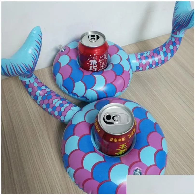 mermaid inflatable cup holder drink beer cups coaster lovely festival supply creative plastic water bottle support 2 6jx gg