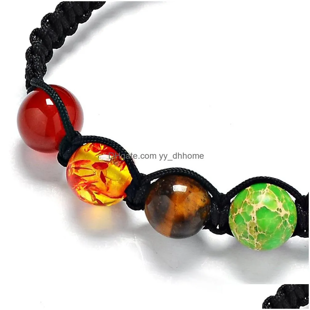  seven chakras bracelets fashion volcano stone woven bracelet jewelry 4 styles pumice energy stones bangle 6/8/10 mm bracelet