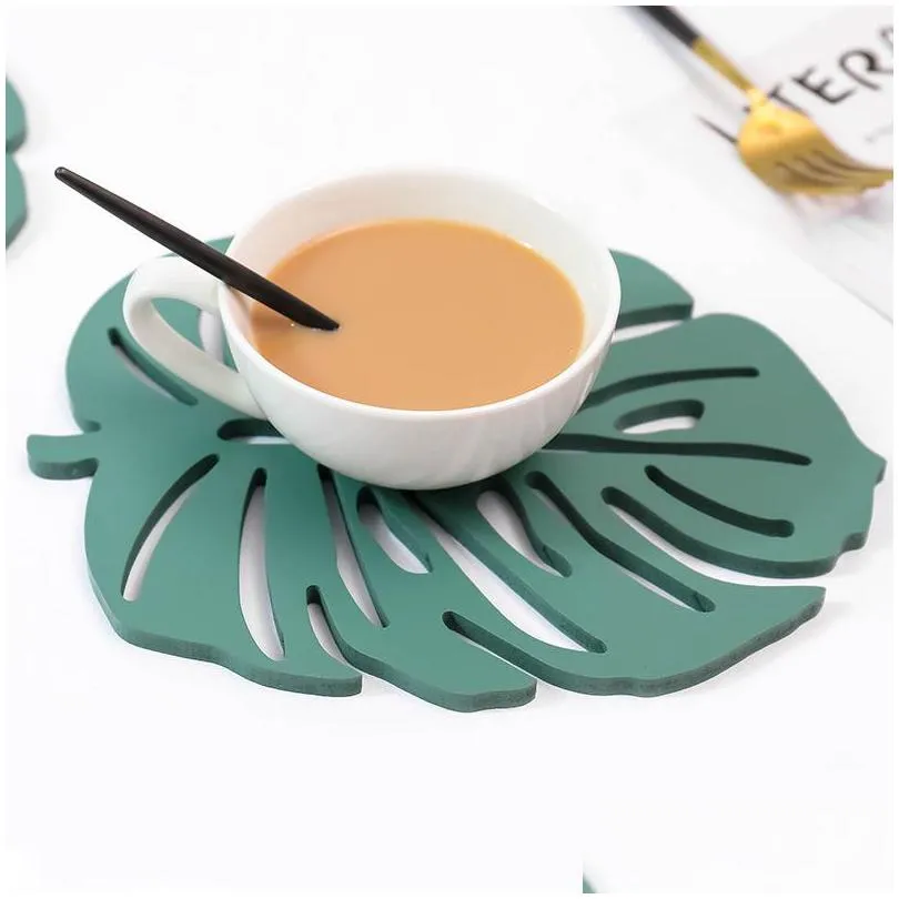 hollowing out cup mats wood tortoise dorsal leaf modeling table pads anti scalding heat insulation pad 3 5rs2 l1